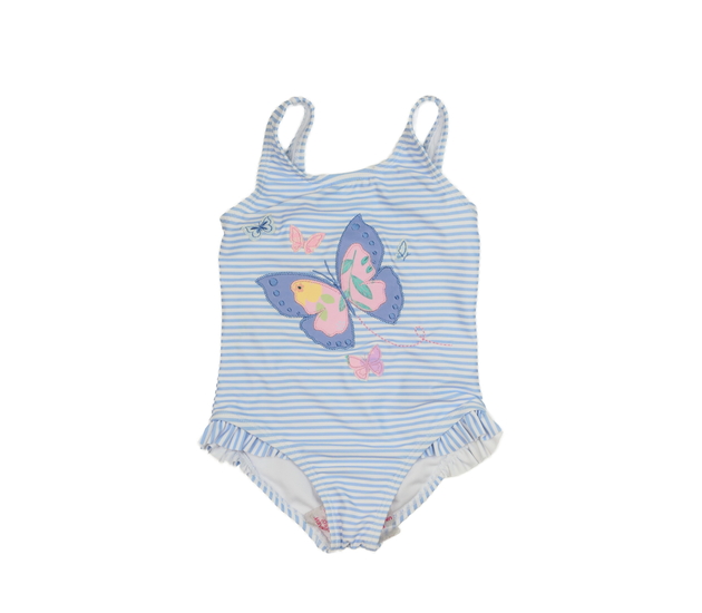 Modré pruhované plavky s motýlkem Nutmeg