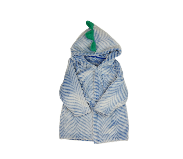 Modrý hebký župan s dino ostny na kapuci