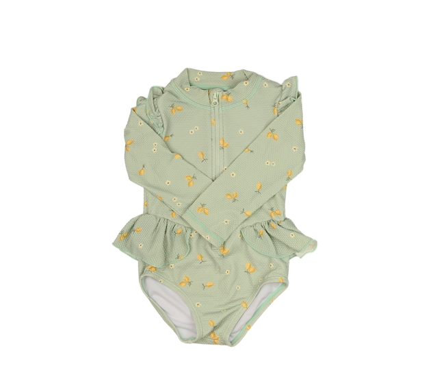 Zelené květinové plavky s volánky 