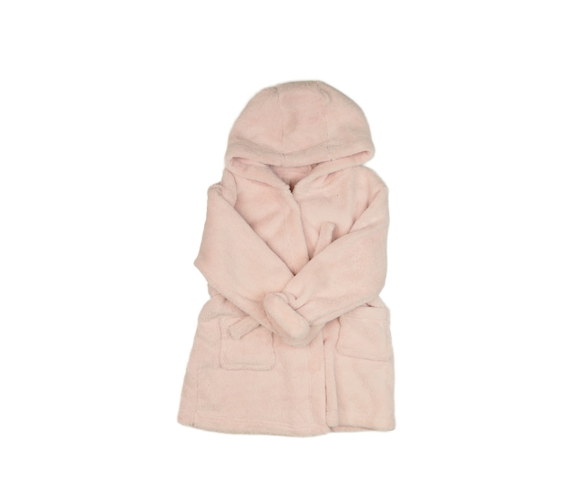 Růžový huňatý župan