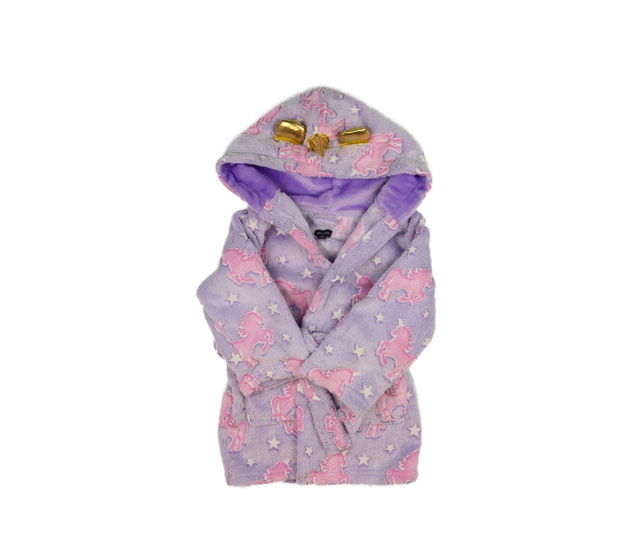 Fialový hebký župan s jednorožci 