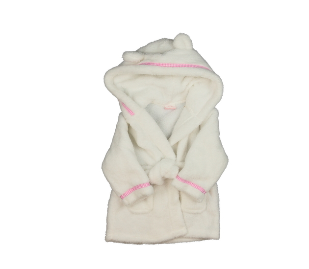 Bílý župan s růžovými detaily a oušky 