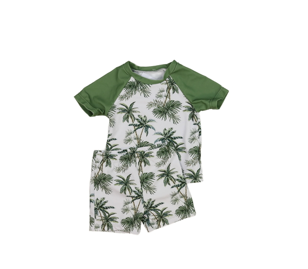 Bílo-zelený plavkový set 