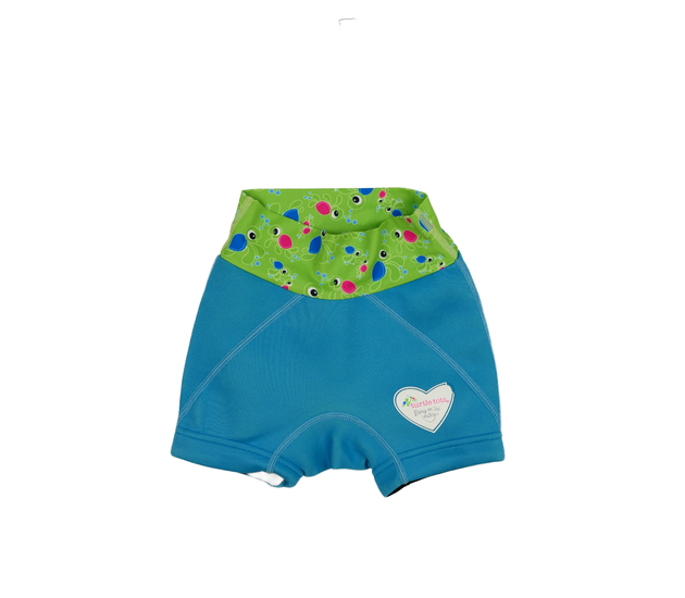 Modré kojenecké plavky se zeleným pasem 