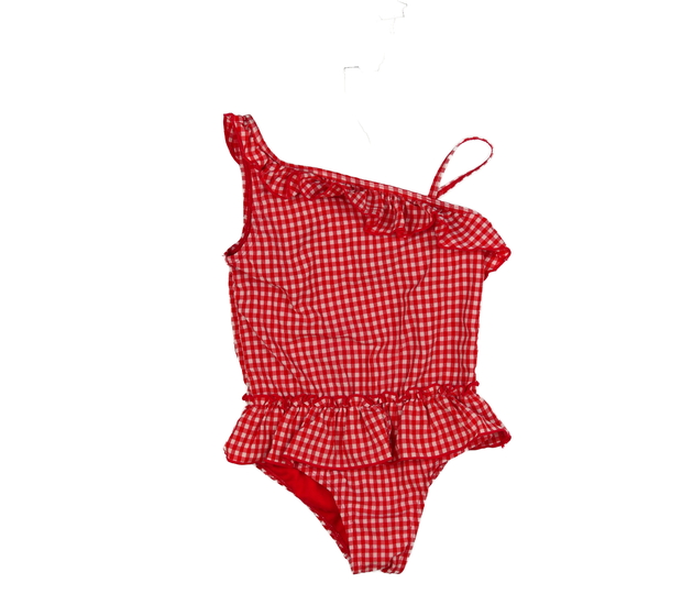 Červené kostkované plavky s volánky Primark 