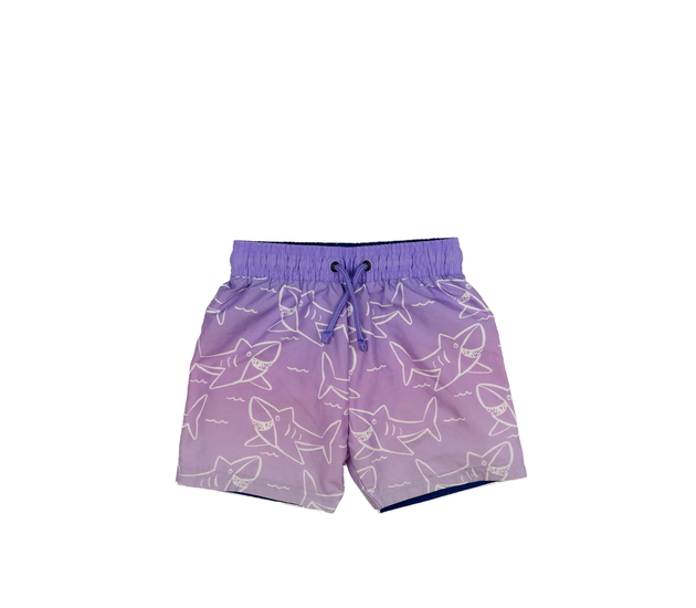 Fialové plážové kraťasy se žraloky F&F