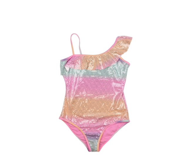 Růžové plavky s barevnými přechody 