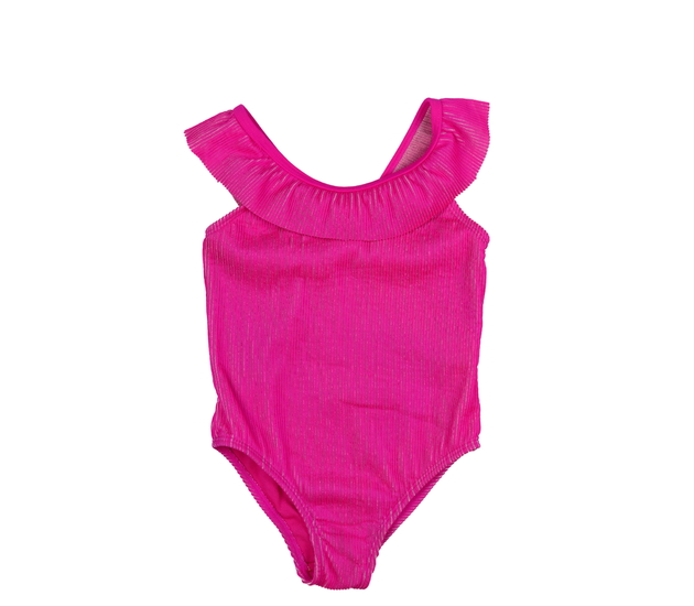 Růžové lesklé plavky s volánky Primark 