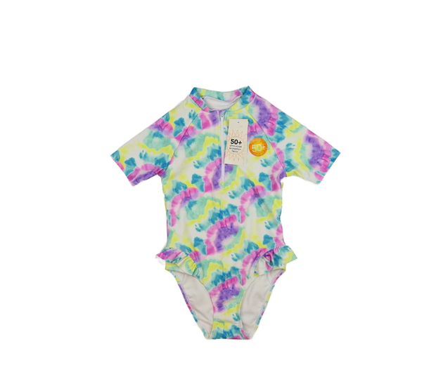 Nové barevně batikované plavky s volánkem 