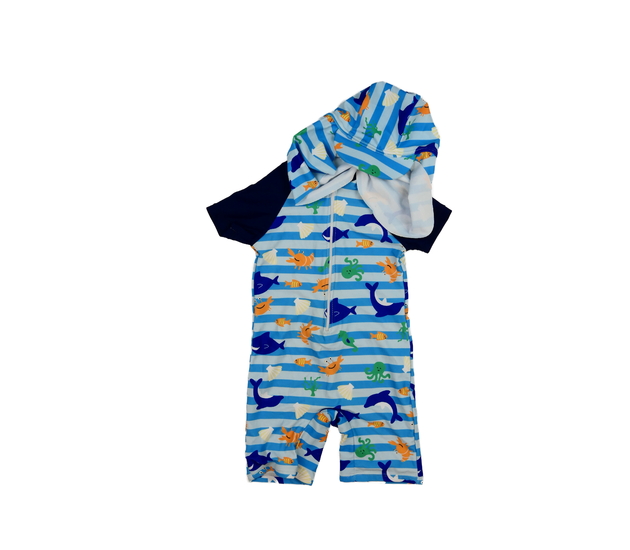 Modré plavky s čepicí s ochrannou krku 