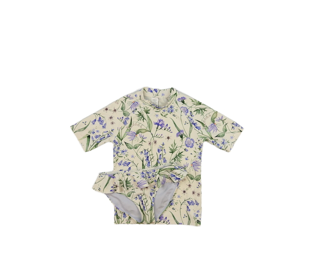 Krémové plavky 2 ks s květinami Next