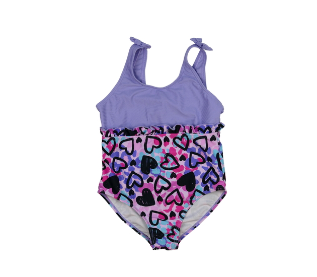 Fialové plavky se srdíčky 