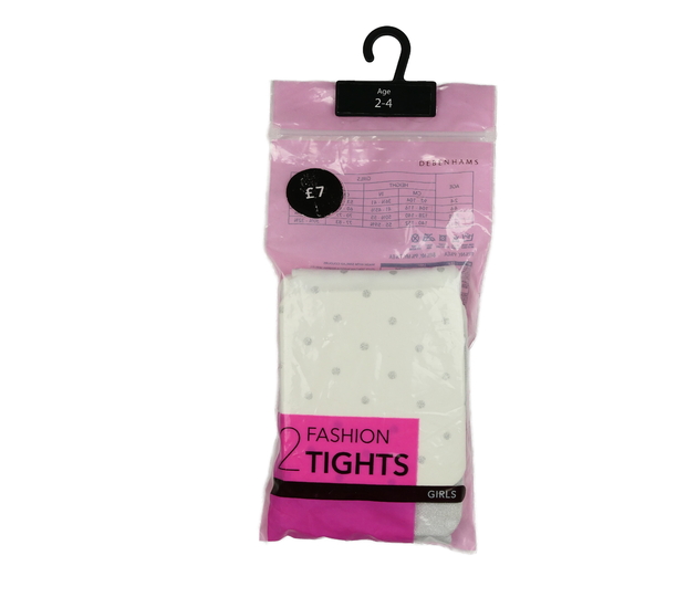 Nové silonky, krémové s kolečky a stříbrné lesklé