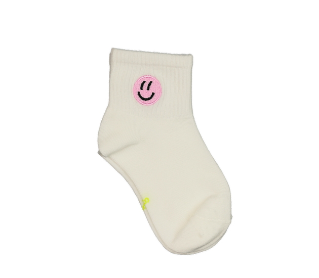 Nové bílé ponožky s růžovým smajlíkem 1 pár