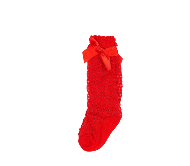 Nové červené krajkové ponožky s mašlí
