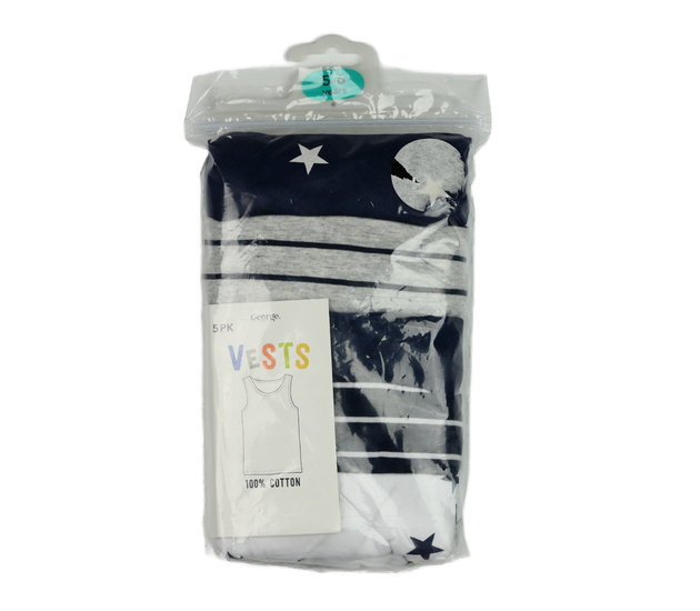 Nové modro-bílo-šedé nátělníky 5 ks George