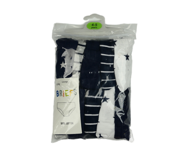 Nové modro-bílo-šedé slipy 10 ks George 