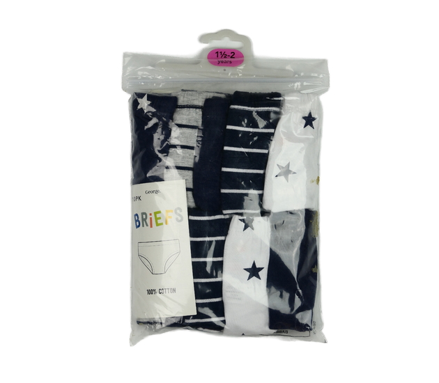 Nové modro-bílo-šedé slipy 10 ks George 