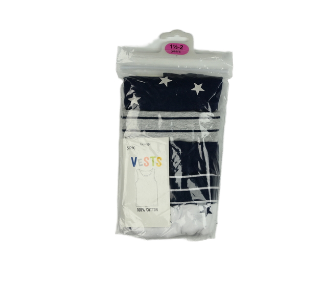 Nové modro-bílo-šedé nátělníky 5 ks George