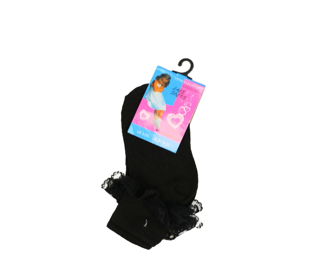 Nové černé ponožky s krajkou EUR 19-22