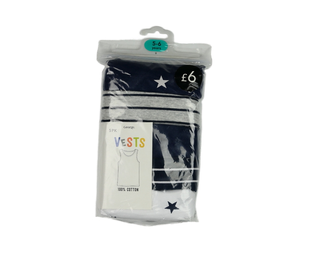 Nové modro-bílo-šedé nátělníky 5 ks George