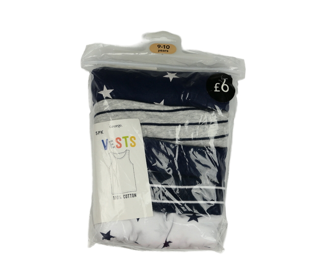 Nové modro-bílo-šedé nátělníky 5 ks George