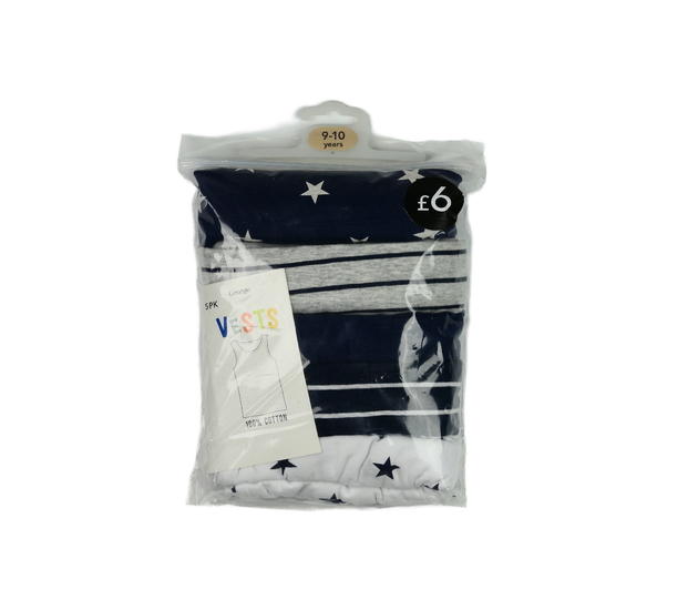 Nové modro-bílo-šedé nátělníky 5 ks George