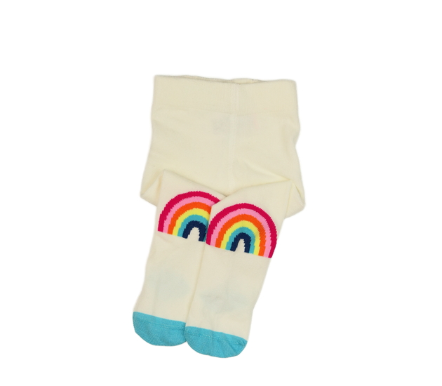 Nové bílé punčocháče s duhou Next