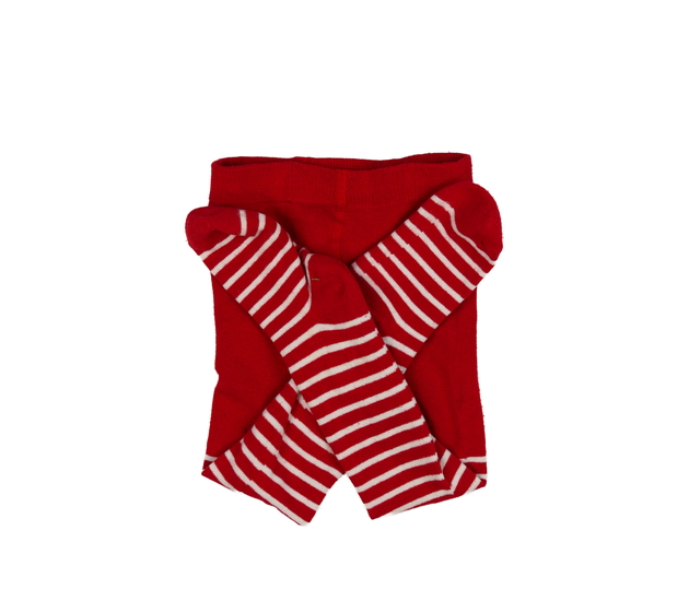 Nové červené punčocháče s bílými pruhy 