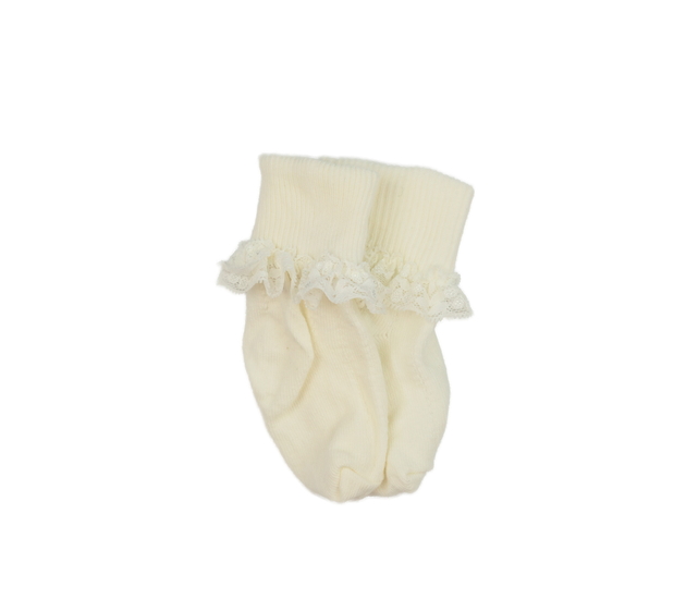Nové krémové baby ponožky s krajkou