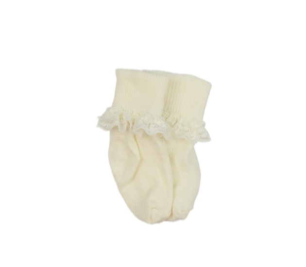 Nové krémové baby ponožky s krajkou