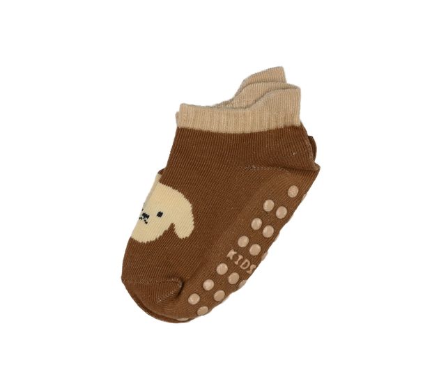 Nové hnědé protiskluzové ponožky s pejskem 