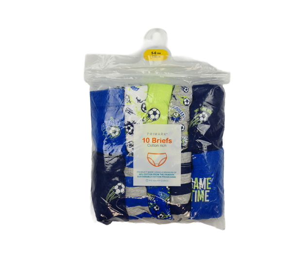 Nové slipy 10 ks s motivem fotbalu Primark 