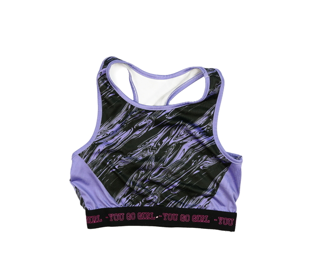 Fialovo-černá sportovní podprsenka 