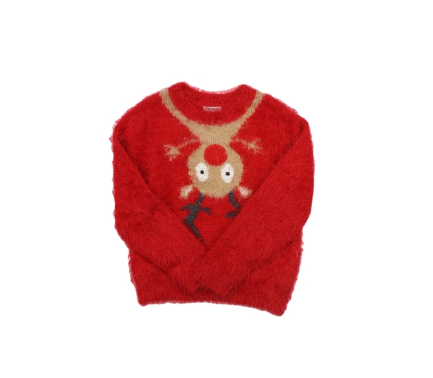 Červený chlupatý svetr Next