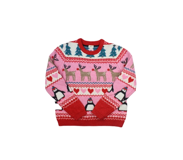 Růžový vánoční svetr F&F