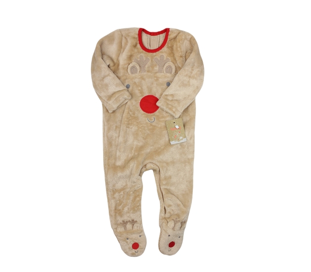 Nový hnědý chlupatý vánoční overal Nutmeg