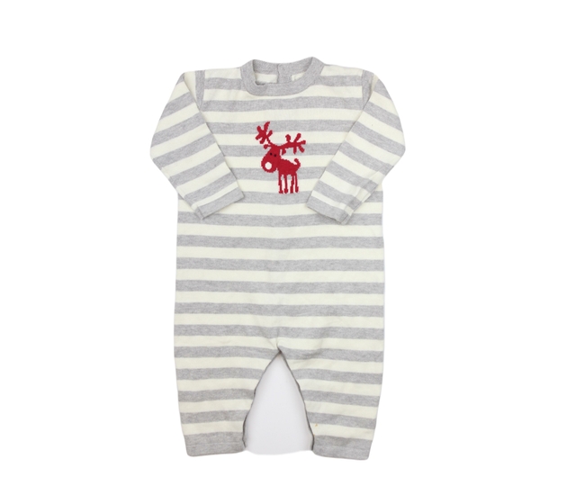 Pruhovaný teplejší overal s vánočním sobíkem