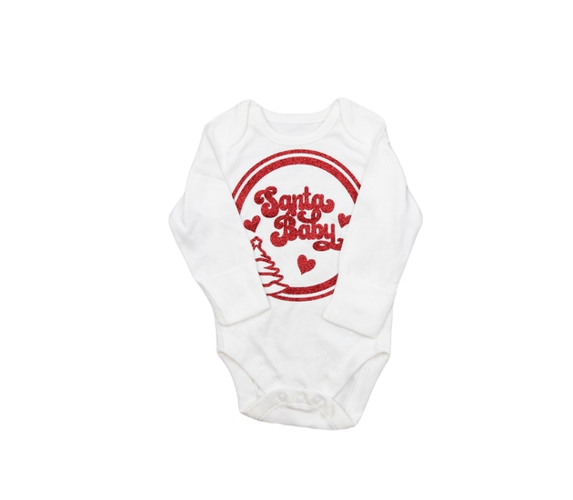 Bílé vánoční body s červeným lesklým nápisem M&S