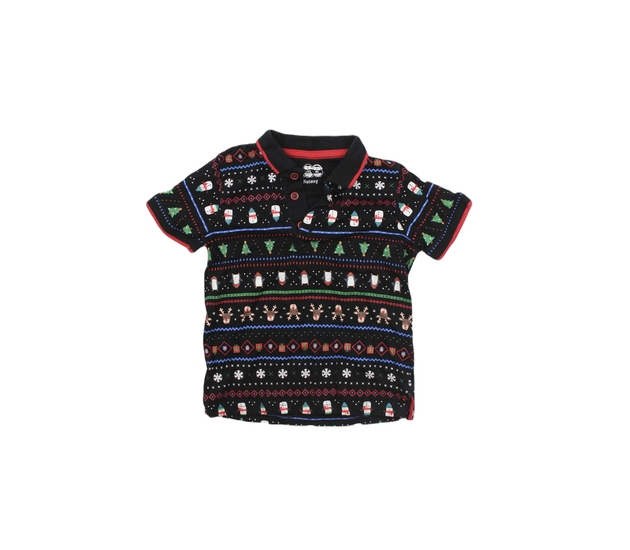 Černé vánoční triko s obrázky a límečkem Nutmeg