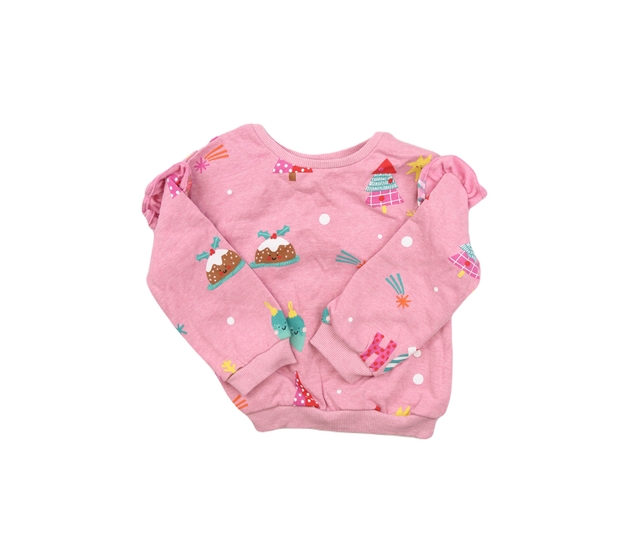 Růžová mikina s obrázky a volánky Tu