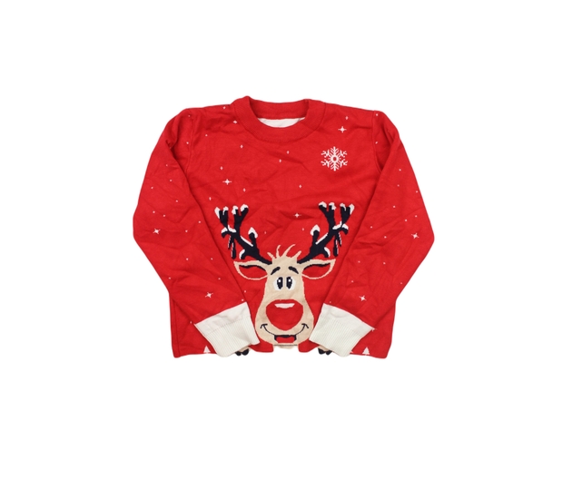 Červený teplý vánoční svetr 