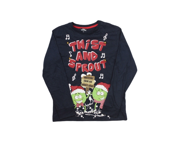 Tmavé vánoční triko s rolničkami 