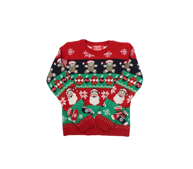 Pruhovaný vánoční svetr s perníčky 