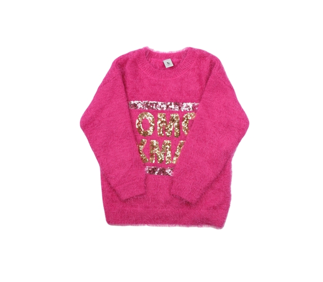 Růžový chlupatý vánoční svetr Tu