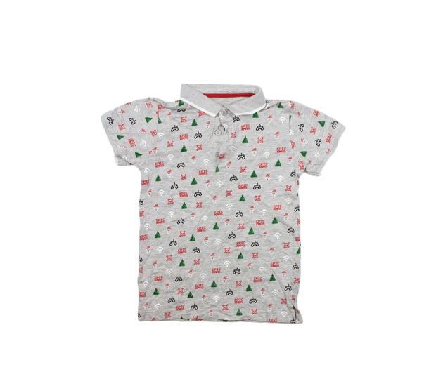 Šedé vánoční triko s límečkem 