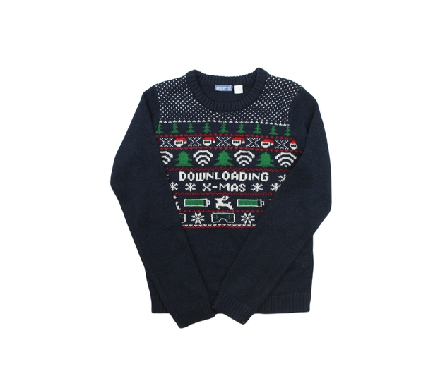 Tmavomodrý vánoční svetr 