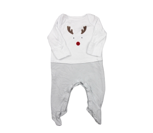 Bílý overal s pruhovanými nohavicemi a sobíkem