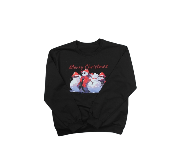 Černá vánoční mikina se sněhuláky vel. 170