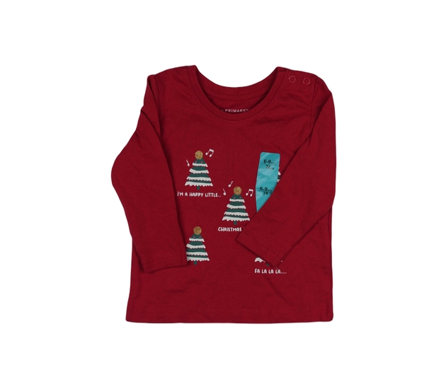 Nové červené vánoční triko se stromky Primark